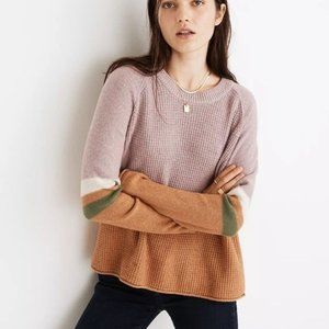 Madewell wool blend striped roll trim waffle knit pullover sweater size XS